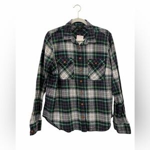 J. Crew Green and Purple Plaid Shirt